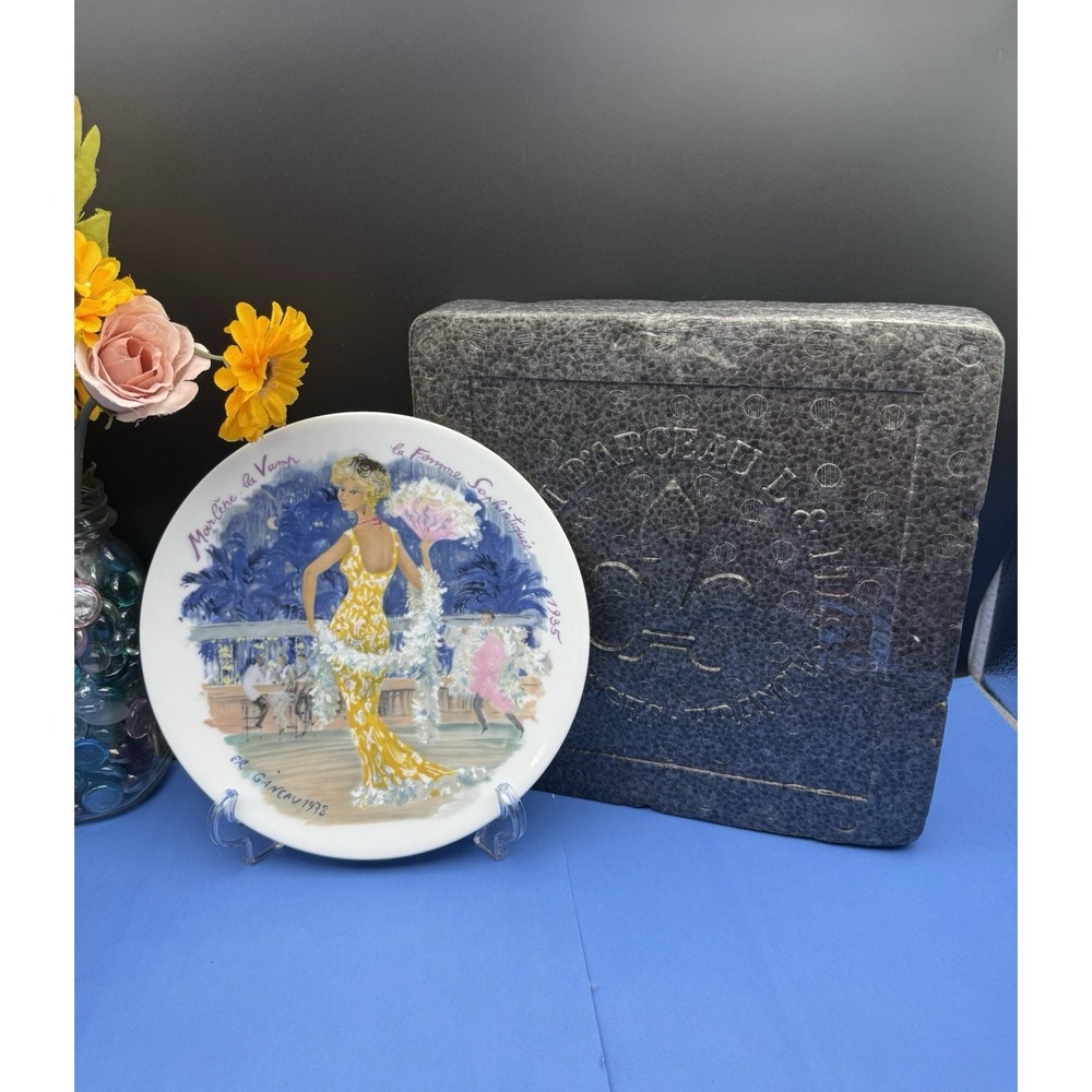Vintage Limoges D'Arceau Porcelain Collector Plate "Marlene la Vamp" With Box